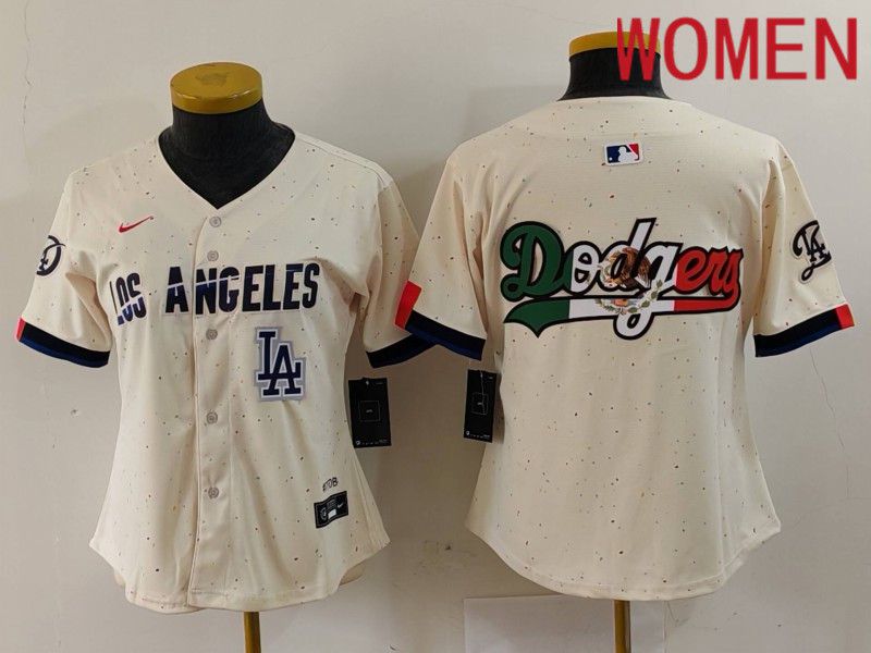 Women Los Angeles Dodgers Blank Cream Fashion Nike Game MLB Jersey style 6296->youth mlb jersey->Youth Jersey